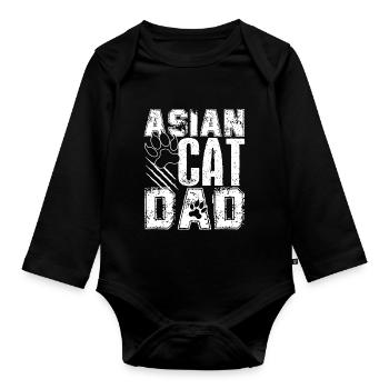 Asian Cat Asian Cat Dad - Organic Longsleeve Baby Bodysuit - black - Front