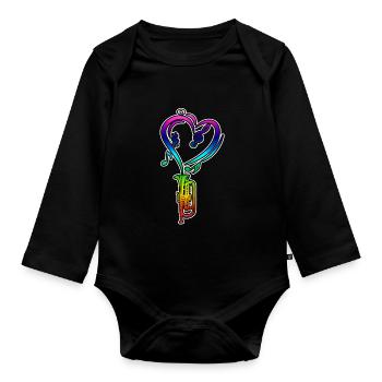 Trumpet Rainbow Colorful - Organic Longsleeve Baby Bodysuit - black - Front