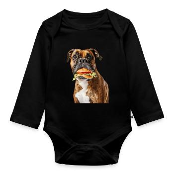 Boxer - Organic Longsleeve Baby Bodysuit - black - Front