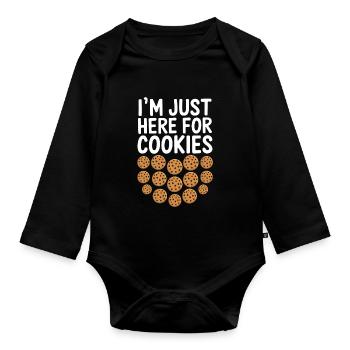 Cookies Saying Chocolate Cookies Funny Cookie Gift - Organic Longsleeve Baby Bodysuit - black - Front