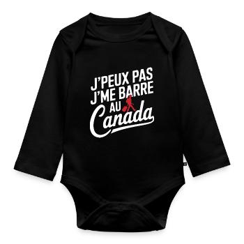 J peux pas je me barre au Canada - Body Bébé bio manches longues - noir - Devant