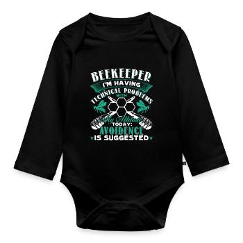 Beekeeper I'm Having Technical Problems - Organic Longsleeve Baby Bodysuit - black - Front