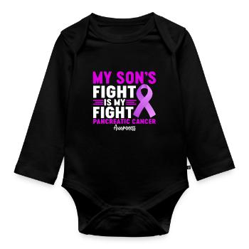 My Sons Fight Is My Fight Purple Ribbon - Organic Longsleeve Baby Bodysuit - black - Front