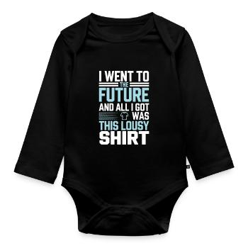 Time travel sci-fi enthusiast and time machine - Organic Longsleeve Baby Bodysuit - black - Front