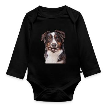 Australischer Schäferhund - Baby Bio-Langarm-Body - Schwarz - Vorne