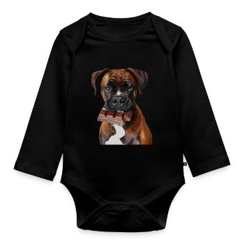 Boxer - Organic Longsleeve Baby Bodysuit - black - Front