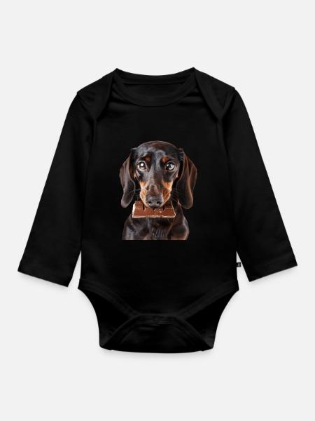 Dackel - Baby Bio-Langarm-Body - Schwarz