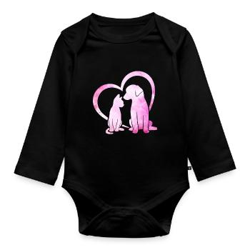 Animal Rescue Funny Heartbeat Foster Pet Adoption - Organic Longsleeve Baby Bodysuit - black - Front