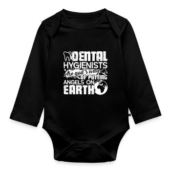 Dental Hygienist God Made Dental Hygienists - Organic Longsleeve Baby Bodysuit - black - Front