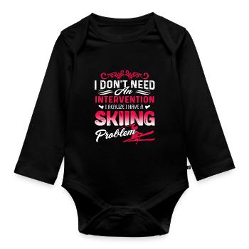 Realize I Have A Skiing Problem - Organic Longsleeve Baby Bodysuit - black - Front
