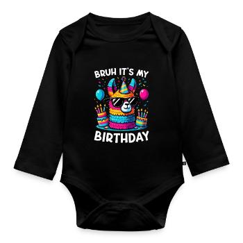 Lama Pinata Süße Alpaka -Tiergeburtstagsfiesta - Baby Bio-Langarm-Body - Schwarz - Vorne