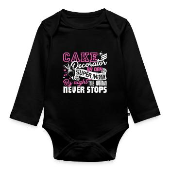 Cake Decorator Cake Decorator Mom - Organic Longsleeve Baby Bodysuit - black - Front