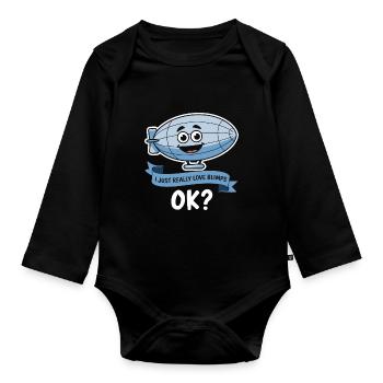 I Just Really Love Blimps OK? – Lustiges Cartoon-L - Baby Bio-Langarm-Body - Schwarz - Vorne