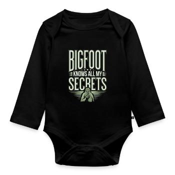 Bigfoot croyant Sasquatch Cryptide Créature de la forêt - Body Bébé bio manches longues - noir - Devant