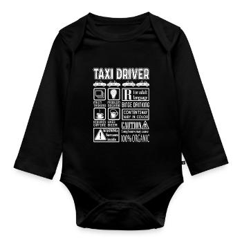 Taxi Driver Caution - Organic Longsleeve Baby Bodysuit - black - Front