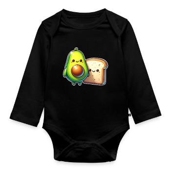 Toast à l’avocat - Body Bébé bio manches longues - noir - Devant