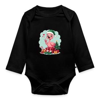 Flamingo Elfe - Baby Bio-Langarm-Body - Schwarz - Vorne