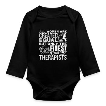 Massage Therapist Female Massage Therapist - Organic Longsleeve Baby Bodysuit - black - Front