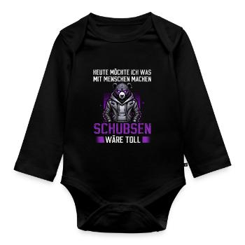 Today I want to do something with people Push - Organic Longsleeve Baby Bodysuit - black - Front