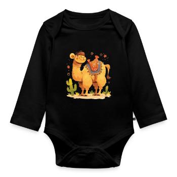 Camel Kamele Kamel - Baby Bio-Langarm-Body - Schwarz - Vorne