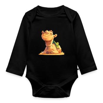 Camel Kamele Kamel - Baby Bio-Langarm-Body - Schwarz - Vorne