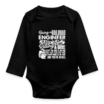 Railroad Engineer Railroad Engineer Is Easy - Organic Longsleeve Baby Bodysuit - black - Front