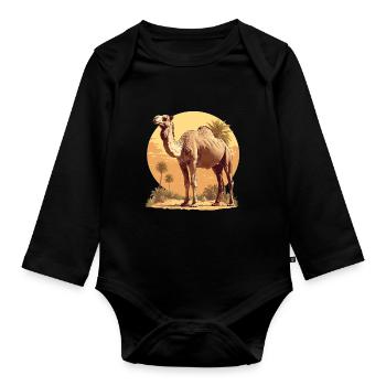 Camel Kamele Kamel - Baby Bio-Langarm-Body - Schwarz - Vorne