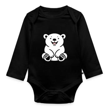 polar bear - Organic Longsleeve Baby Bodysuit - black - Front