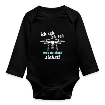 Drohnen - Ich Seh, Ich Seh - Baby Bio-Langarm-Body - Schwarz - Vorne