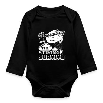 Parasailing Only The Strong Survive - Organic Longsleeve Baby Bodysuit - black - Front