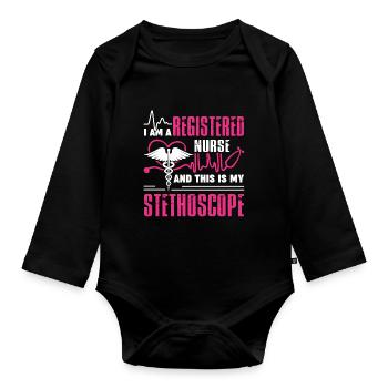 Registered Nurse I am A Registered Nurse - Organic Longsleeve Baby Bodysuit - black - Front