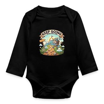 Weitergehen, Sie sind fast da - Baby Bio-Langarm-Body - Schwarz - Vorne