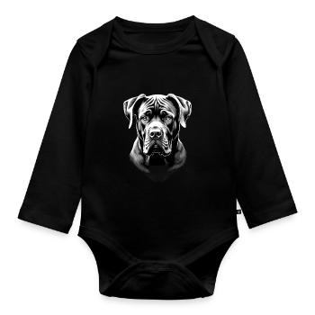 Cane Corso für einen Cane Corso Besitzer - Baby Bio-Langarm-Body - Schwarz - Vorne