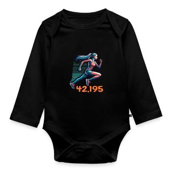 Marathon Runner Woman Running Running Training Jogging - Organic Longsleeve Baby Bodysuit - black - Front