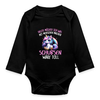 Today I want to do something with people Push - Organic Longsleeve Baby Bodysuit - black - Front
