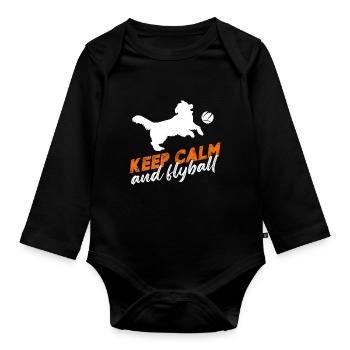restez calme et flyball Design pour un fan de chiens - Body Bébé bio manches longues - noir - Devant