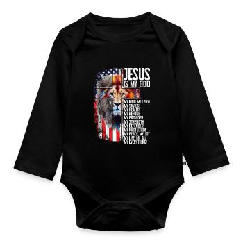Löwe Des Juda -Glaubens An Christian Christian - Baby Bio-Langarm-Body - Schwarz - Vorne