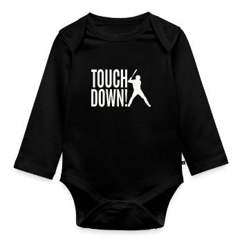 Touchdown Baseball Sports Funny - Organic Longsleeve Baby Bodysuit - black - Front