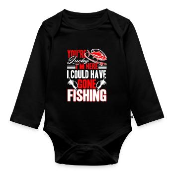 Fishing I Could Have Gone Fishing - Organic Longsleeve Baby Bodysuit - black - Front