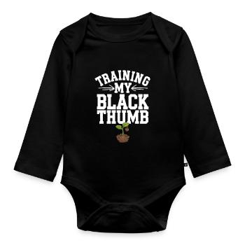 Plant Parent Black Thumb Funny Plant Care Struggle - Baby Bio-Langarm-Body - Schwarz - Vorne