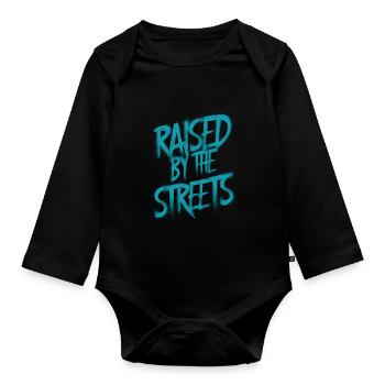 Élevé dans la rue - Body Bébé bio manches longues - noir - Devant