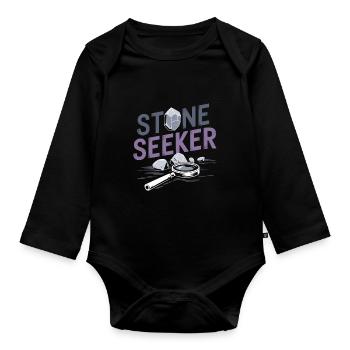 Enthusiast for collecting geology and - Organic Longsleeve Baby Bodysuit - black - Front