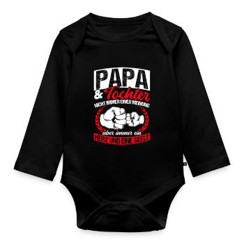 Papa et fille ne sont pas toujours d’accord cœur et fille - Body Bébé bio manches longues - noir - Devant