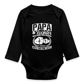 Papa et fille ne sont pas toujours d’accord cœur et fille - Body Bébé bio manches longues - noir - Devant