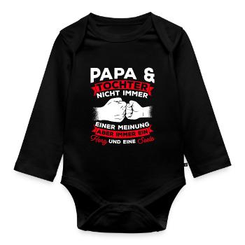 Fête des pères Papa Père Fille Famille Papa préféré - Body Bébé bio manches longues - noir - Devant