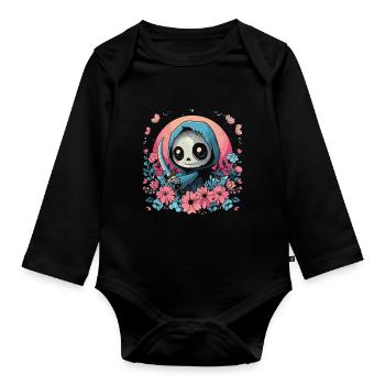 Kawaii Reaper Pastel Goth Cute Anime - Baby Bio-Langarm-Body - Schwarz - Vorne