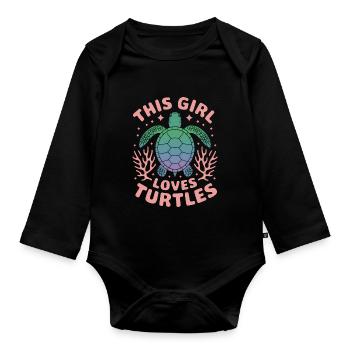 Turtle Saying Funny Turtles Gift - Organic Longsleeve Baby Bodysuit - black - Front