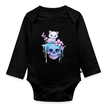 Kawaii Cat Pastel Goth Cute Anime - Organic Longsleeve Baby Bodysuit - black - Front