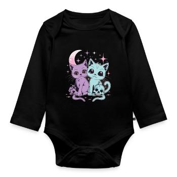 Kawaii Cat Pastel Goth Devilish - Organic Longsleeve Baby Bodysuit - black - Front