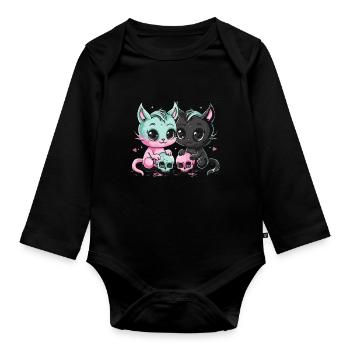Kawaii Cat Pastel Goth Devilish - Organic Longsleeve Baby Bodysuit - black - Front